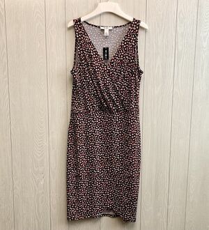 White House Black Market Black Red White Sleeveless Dress 12 NWT